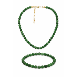 Naszyjnik + bransoletka z kamieni [awenturyn zielony] - MF4104140